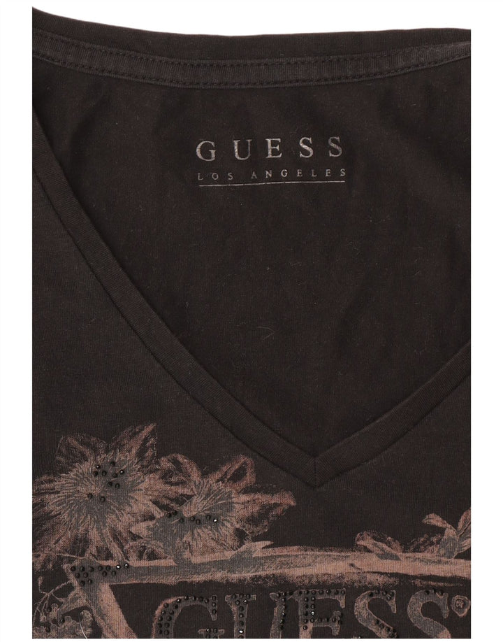 Camiseta feminina Guess com estampa gráfica UK 12 médio preto
