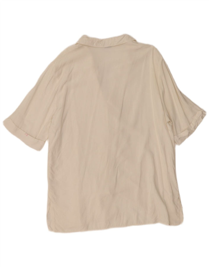 Blusa feminina vintage de manga curta UK 18 XL branca