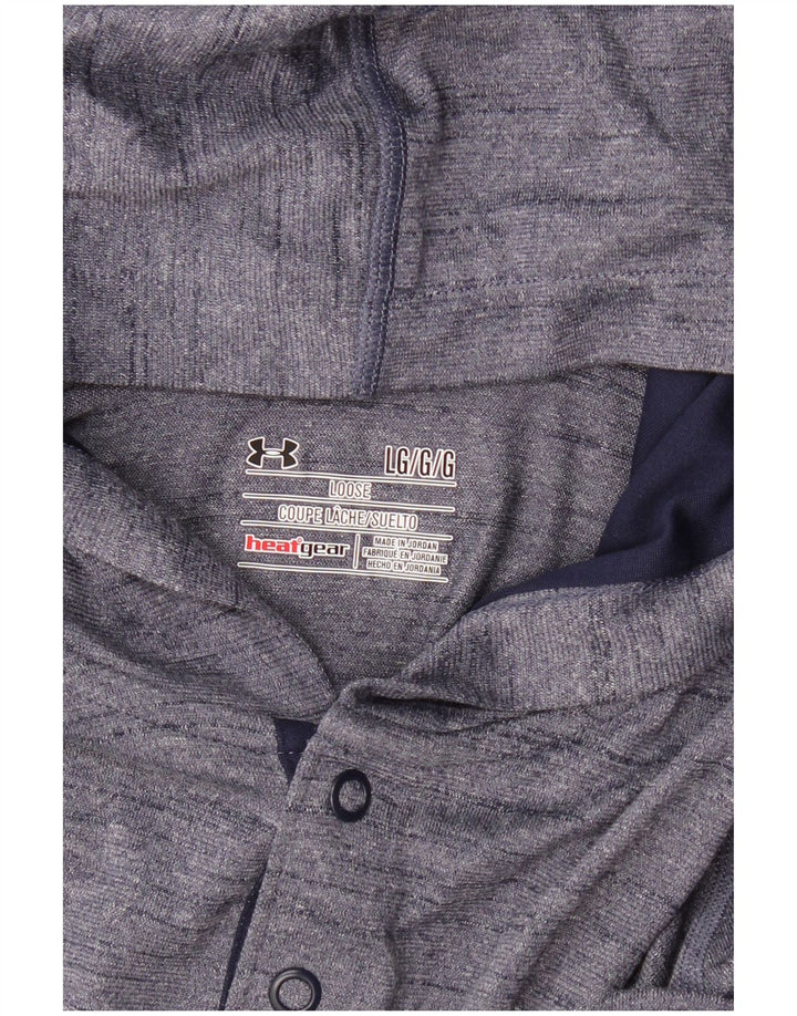 UNDER ARMOUR Masculino Heat Gear com capuz manga comprida grande azul marinho manchado