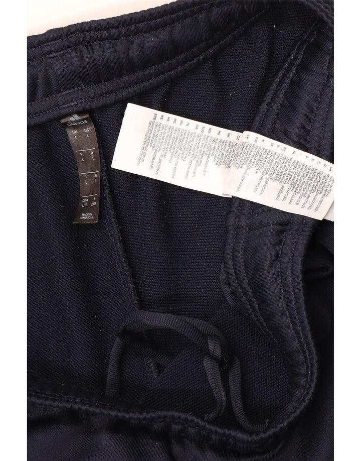 Calça de treino masculina Adidas grande azul marinho colorblock poliéster