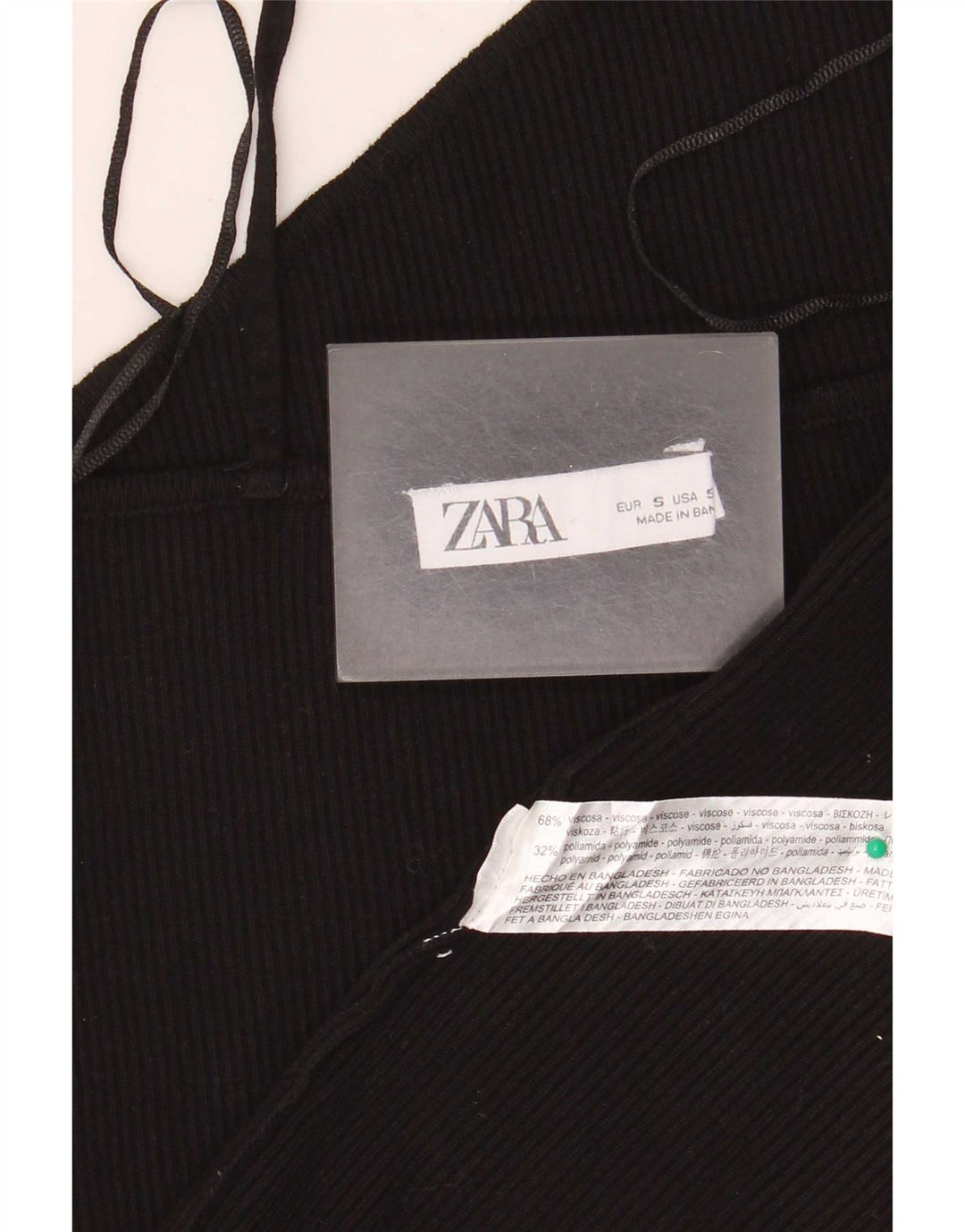 Zara Womens Crop Top UK 10 Pequeno Preto Viscose