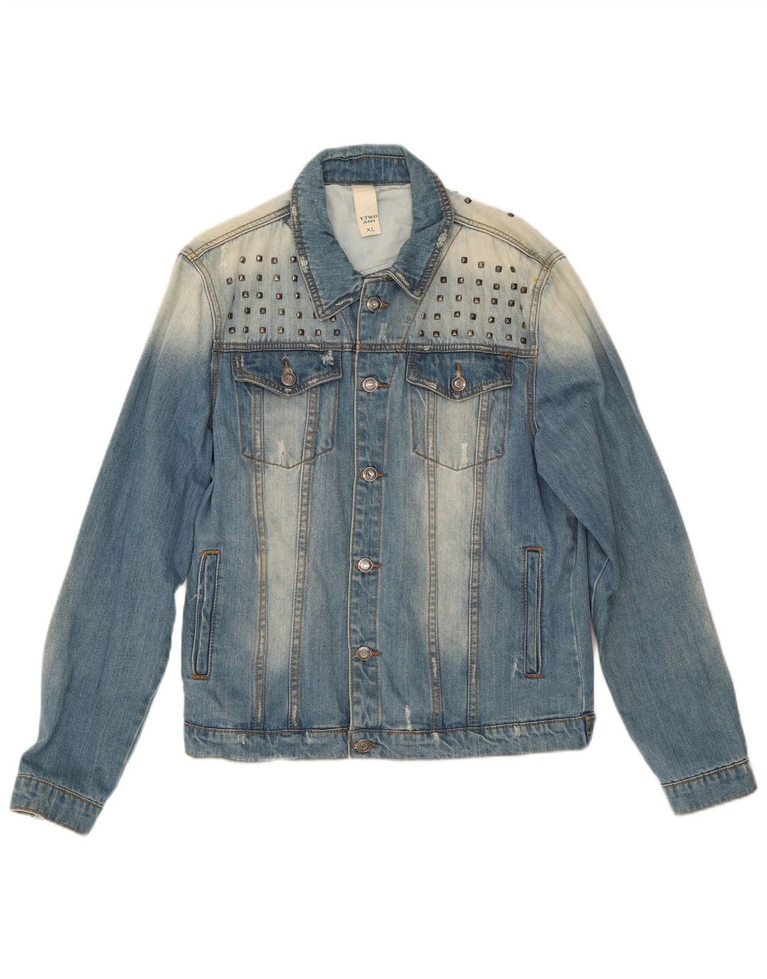 Jaqueta jeans masculina vintage desgastada Reino Unido 42 XL algodão azul