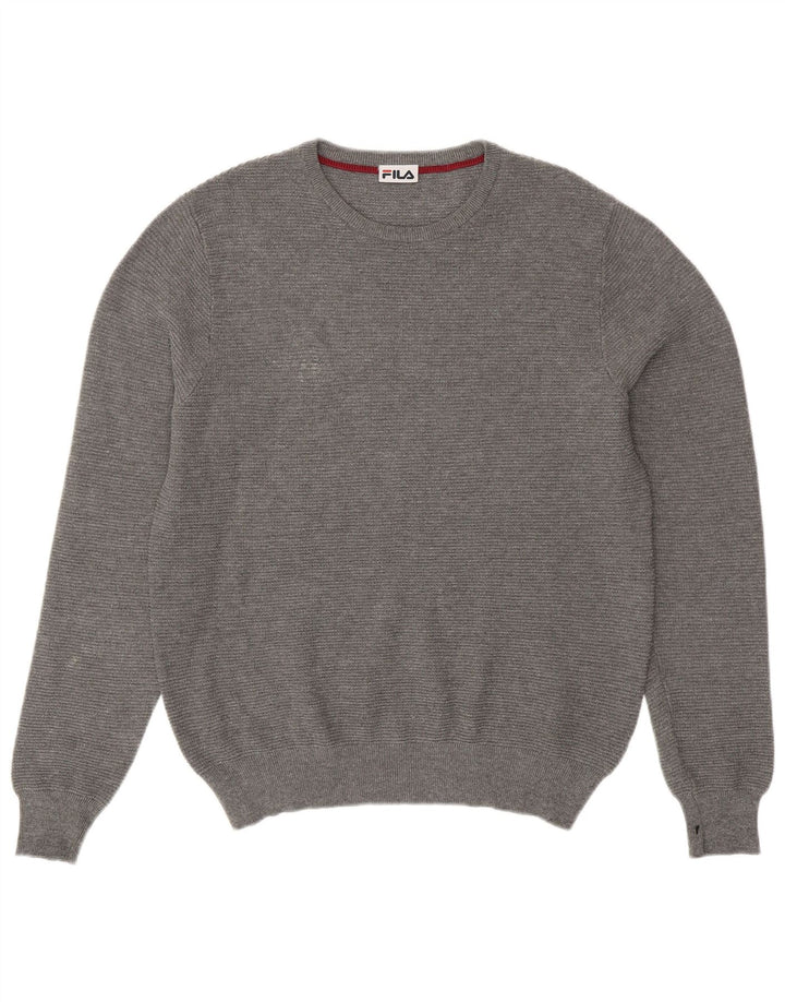 Suéter masculino FILA com gola redonda e algodão cinza médio