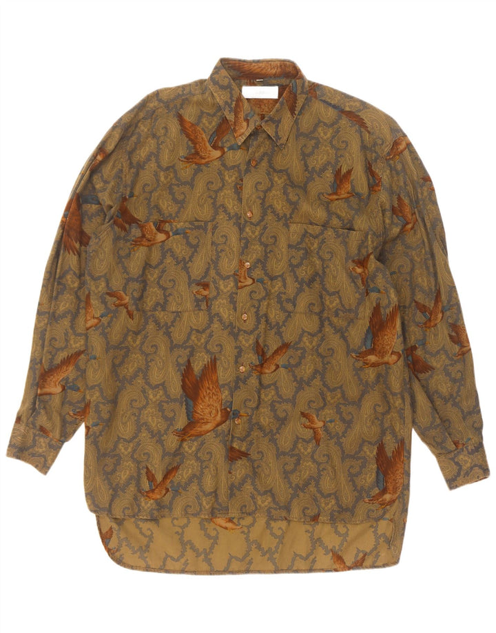 Camisa masculina Millibar grande algodão paisley bege