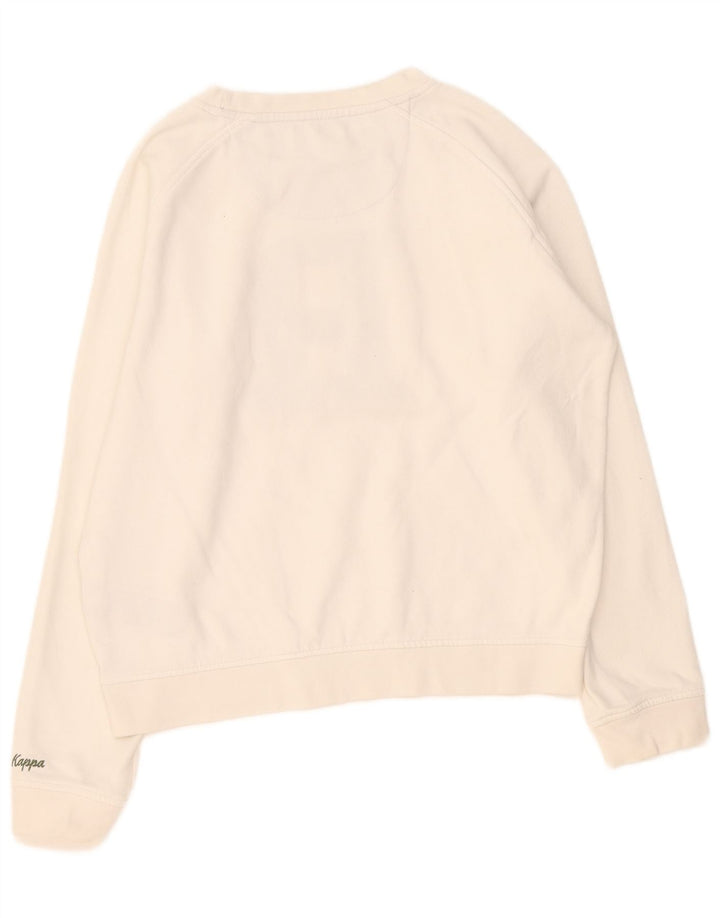 Kappa moletom feminino gráfico jumper UK 16 grande algodão branco