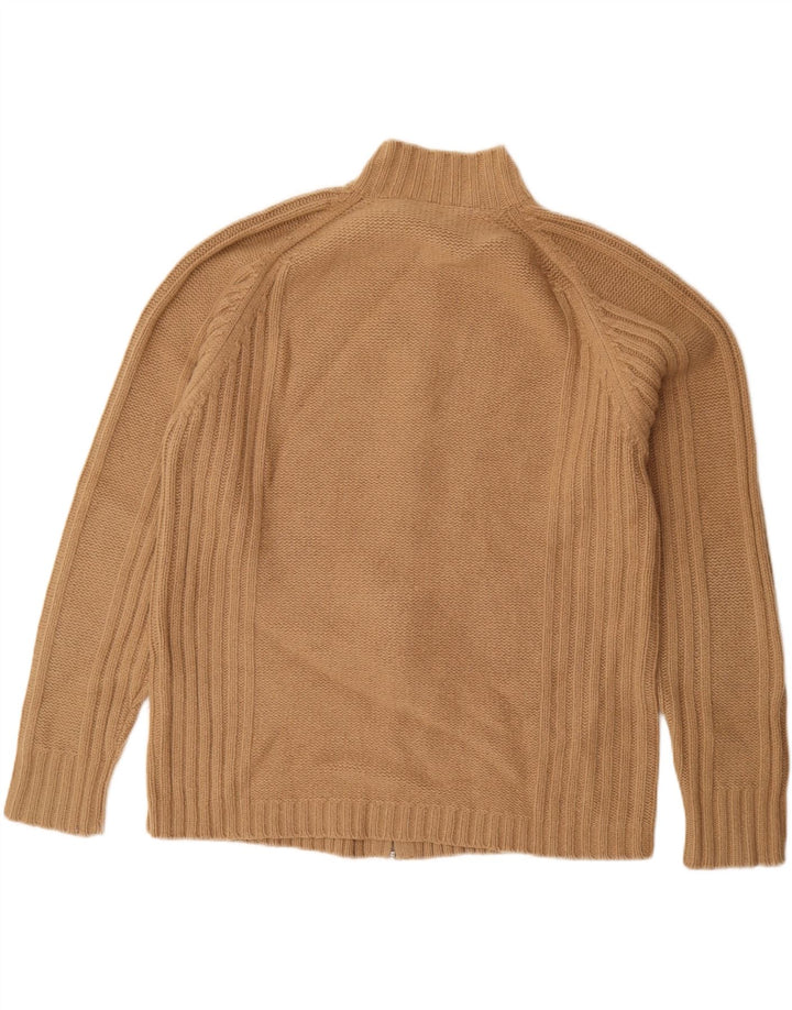 Suéter cardigã masculino Ted Baker tamanho 5 XL lã de cordeiro bege