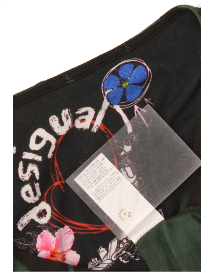 DESIGUAL Vestido feminino estampado de manga comprida com bainha UK 12 médio preto floral