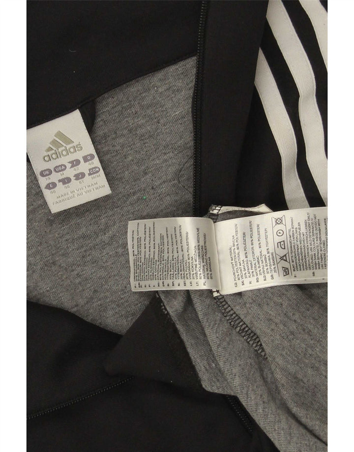 Adidas Womens Tracksuit Top Jacket UK 14 Médio Preto Poliéster