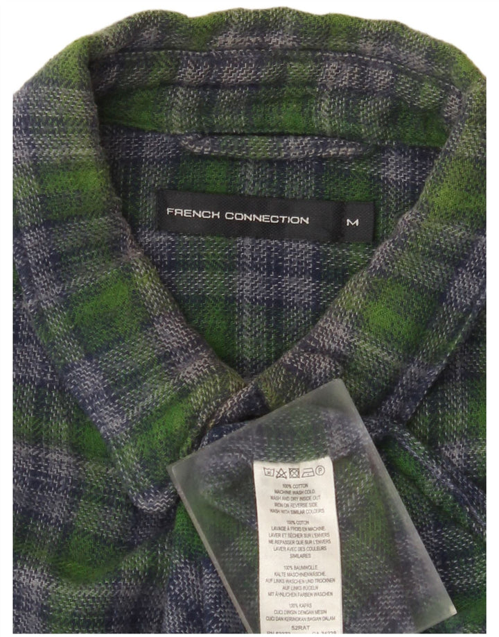 Camisa masculina de flanela French Connection algodão xadrez verde médio
