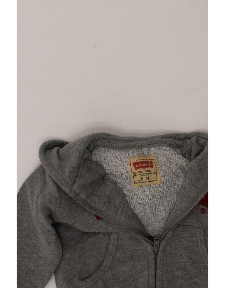 LEVI'S Baby Boys Graphic Zip Hoodie Sweater 3-6 Months Grey Cotton Vintage Levi's and Second-Hand Levi's from Messina Hembry 