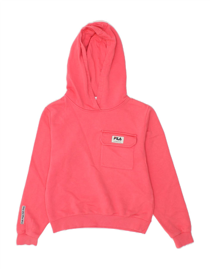 FILA Girls Hoodie Jumper 11-12 Years Pink Cotton Vintage Fila and Second-Hand Fila from Messina Hembry 