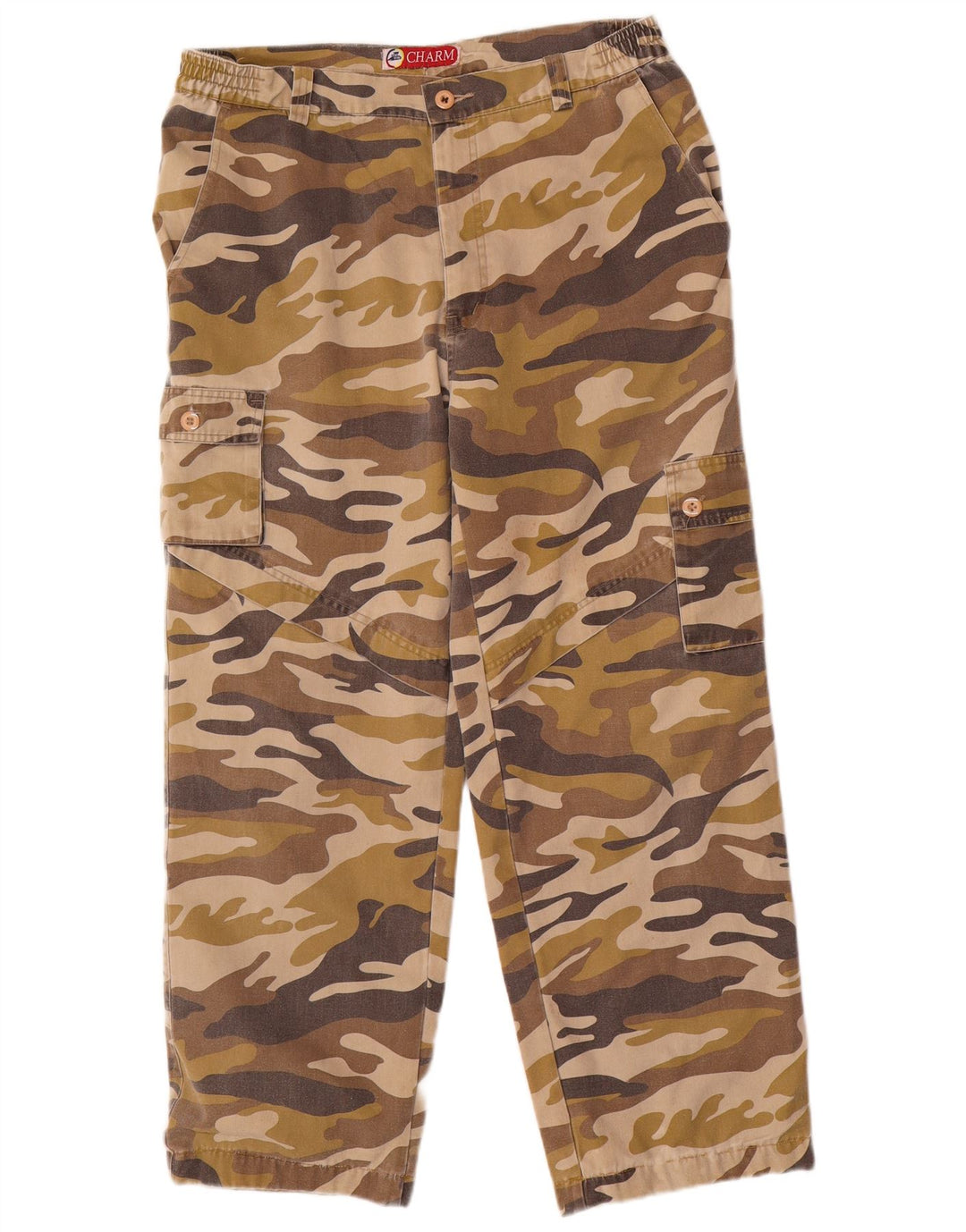 Calça cargo masculina VINTAGE reta W34 L28 algodão camuflado bege