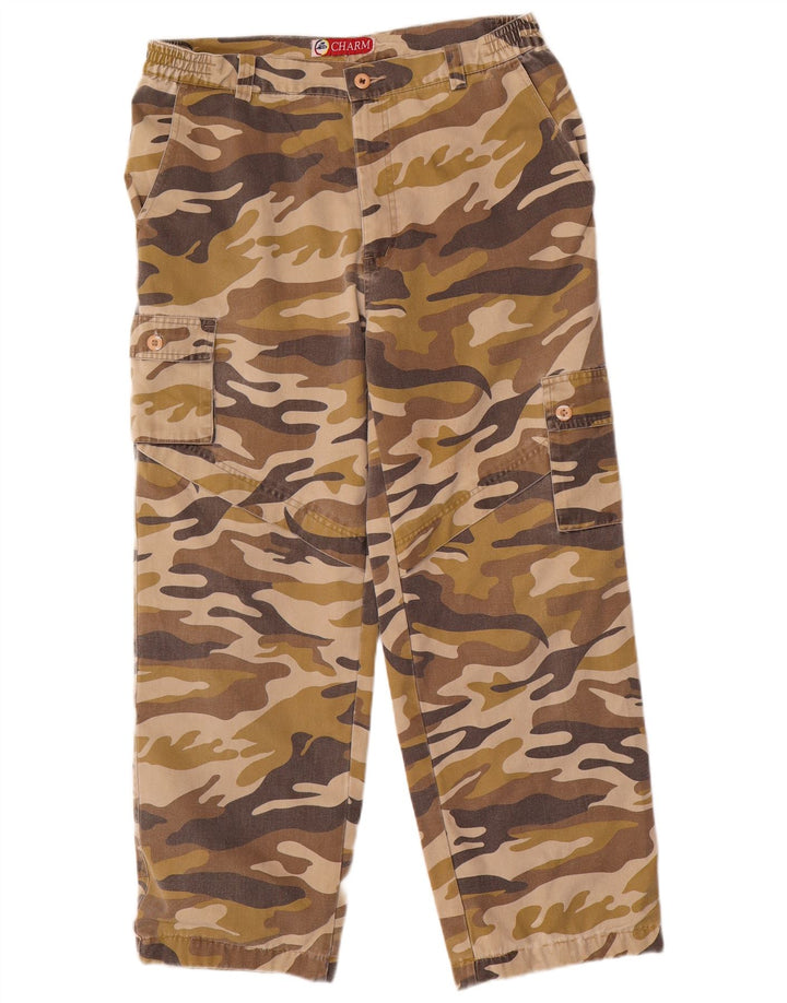 Calça cargo masculina VINTAGE reta W34 L28 algodão camuflado bege