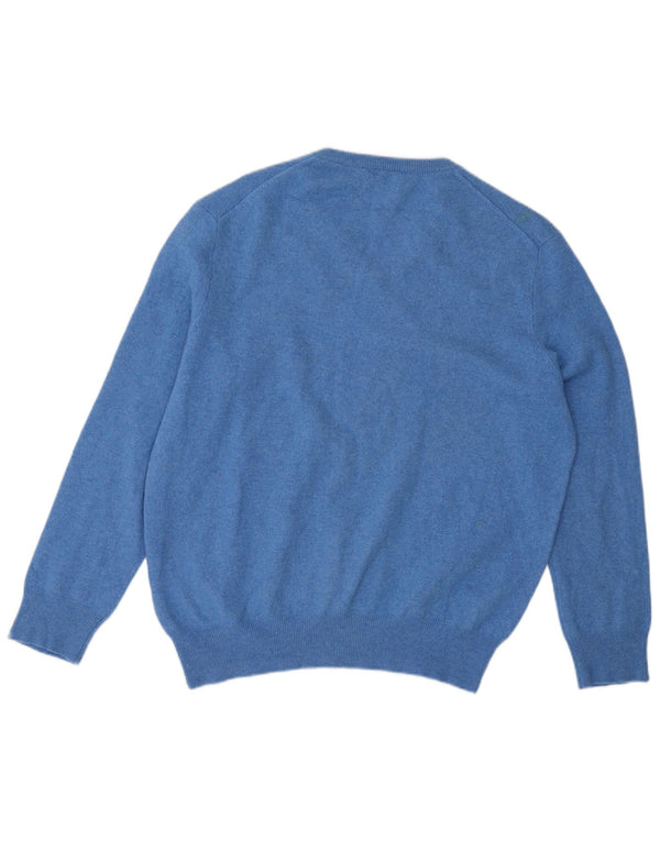 Suéter feminino Polo Ralph Lauren com decote em V UK 18 XL lã Merino azul