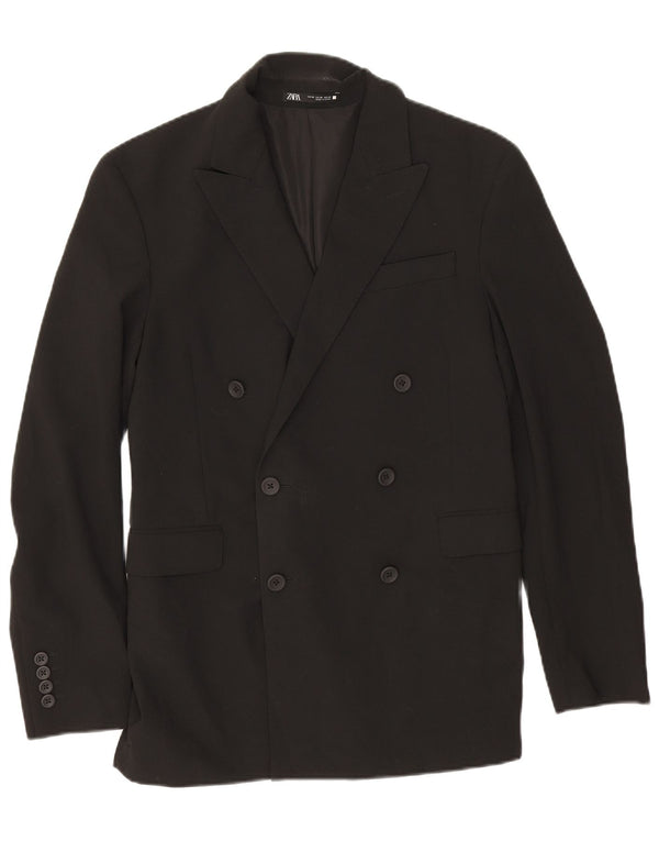 Jaqueta blazer masculina Zara com peito duplo EU 46 poliéster preto pequeno