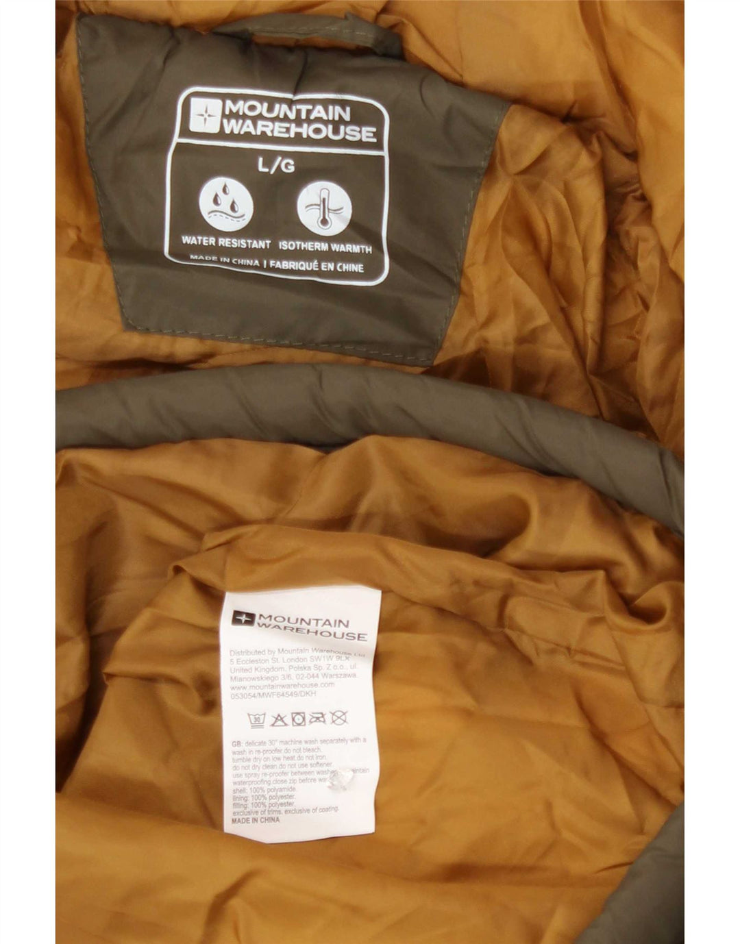 Jaqueta acolchoada com capuz masculina Mountain Warehouse UK 40 grande poliamida cáqui