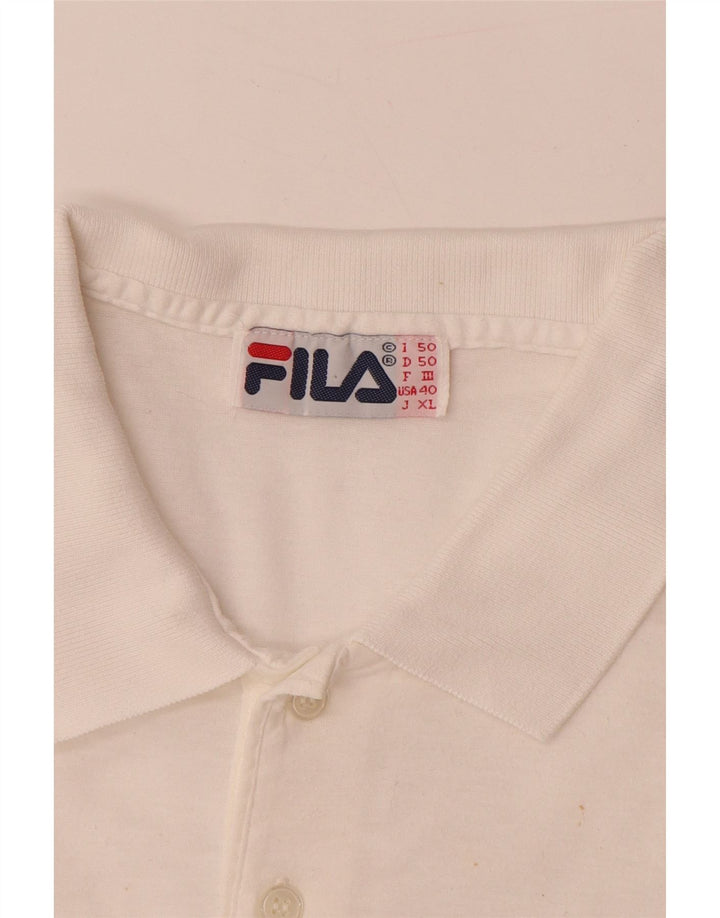 Camisa polo gráfica masculina FILA IT 50 algodão colorblock branco médio