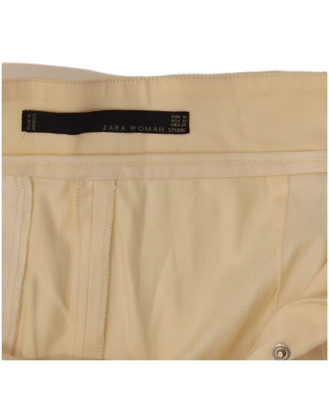 Zara Calça feminina Studio Wide Leg Cropped Médio W28 L24 Off White