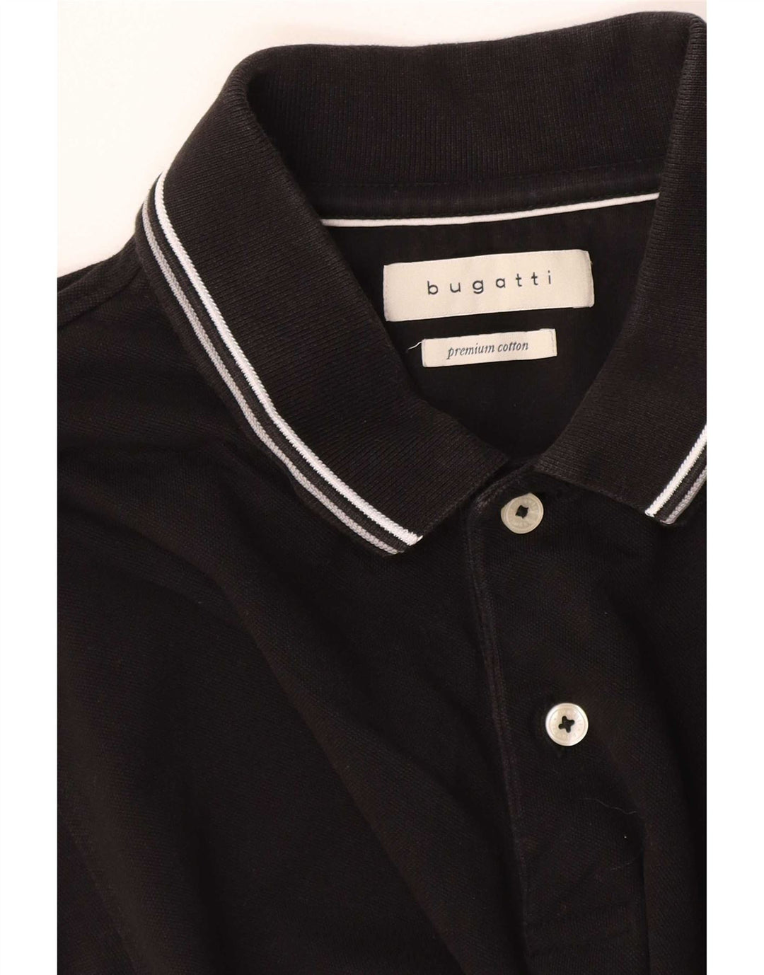 Camisa polo masculina Bugatti média preta listrada