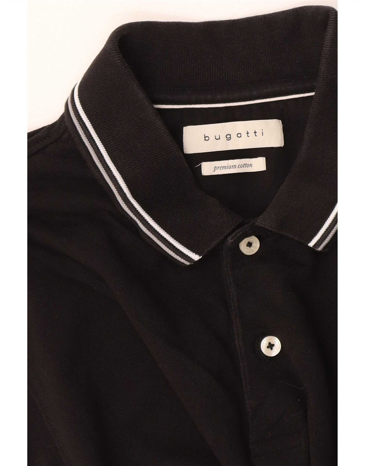 Camisa polo masculina Bugatti média preta listrada