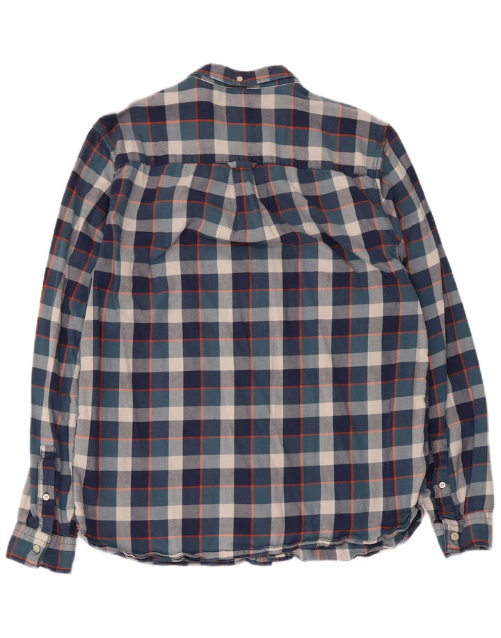 Camisa masculina Lyle & Scott grande algodão xadrez azul marinho