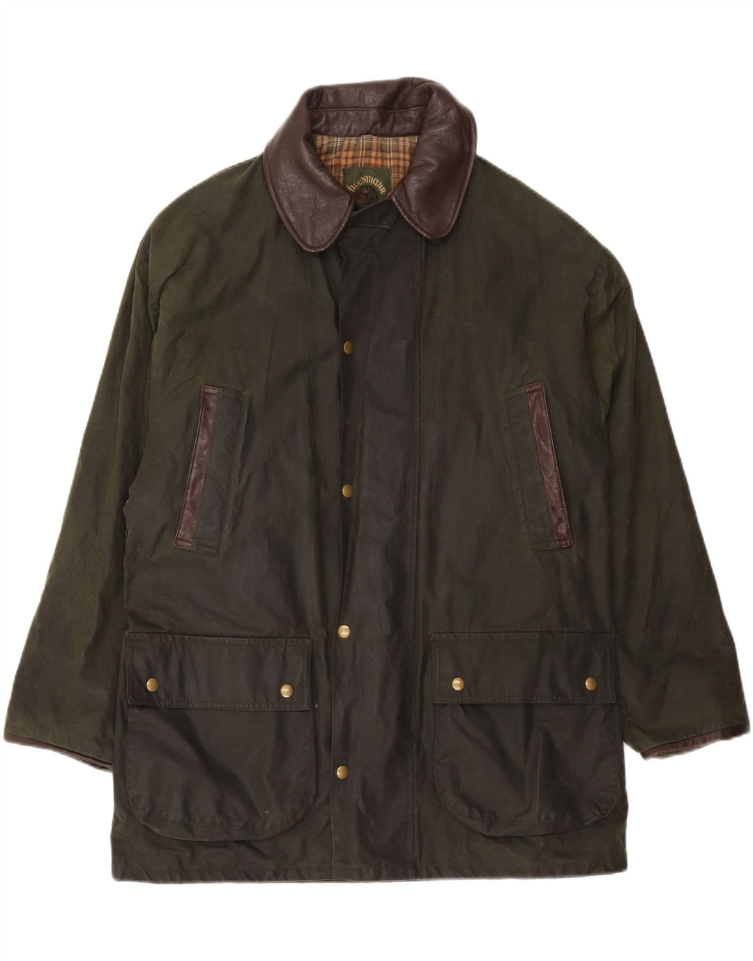 Jaqueta masculina vintage de algodão encerado Reino Unido 38 algodão colorblock verde médio