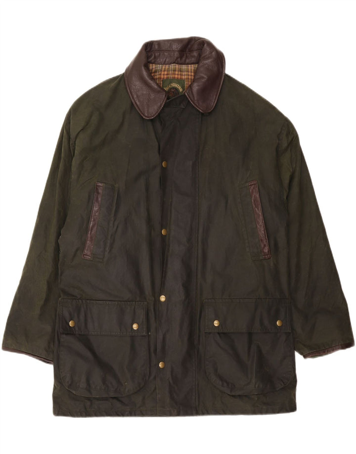 Jaqueta masculina vintage de algodão encerado Reino Unido 38 algodão colorblock verde médio