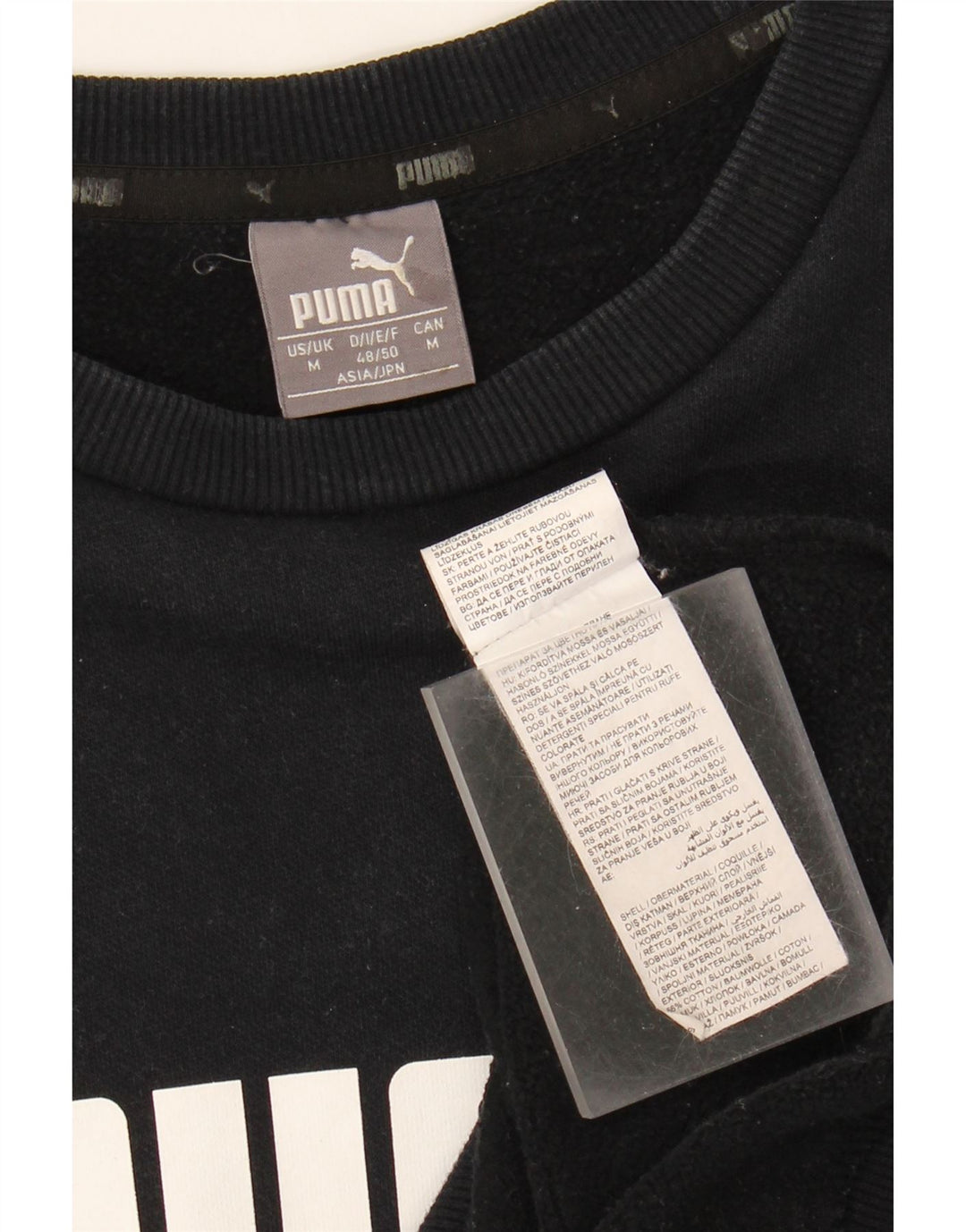 Puma Mens Graphic Moletom Jumper Médio Algodão Preto