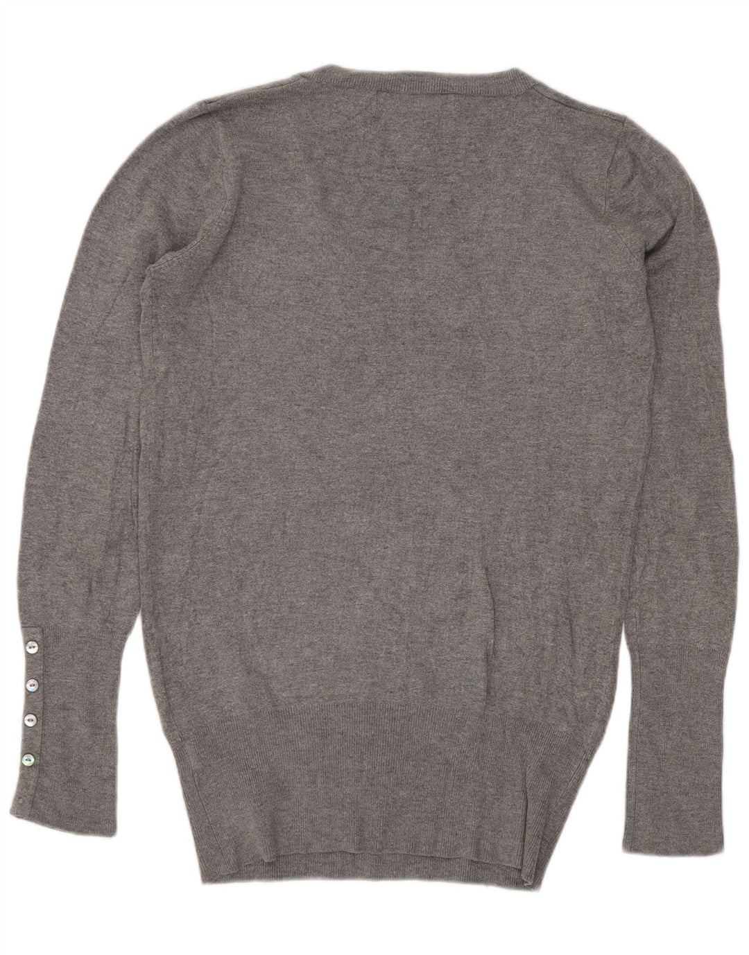 Suéter feminino Zara com decote em V Reino Unido 12 rayon cinza médio