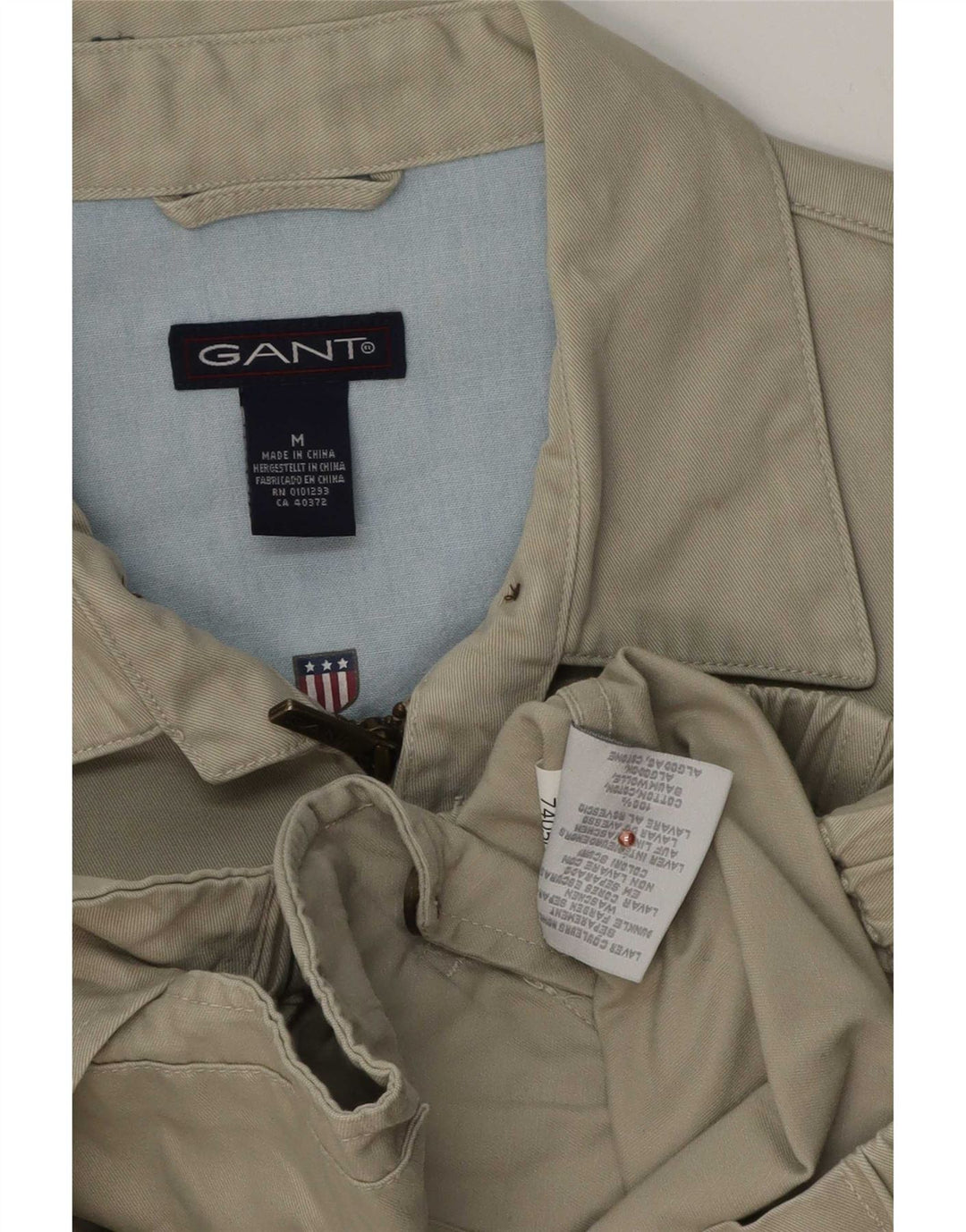 Gant Mens Bomber Jacket UK 38 Algodão Bege Médio
