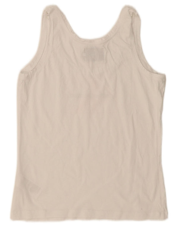 Calvin Klein Womens Crop Graphic Vest Top Reino Unido 12 Médio Algodão Branco