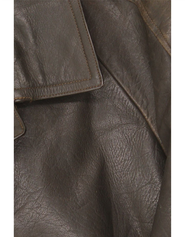 Jaqueta de couro masculina vintage IT 48 médio cáqui