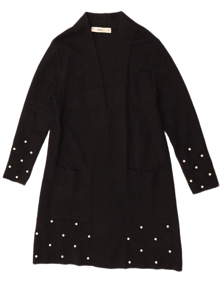 Suéter cardigã aberto Zara Longline feminino Reino Unido 10 pequeno preto