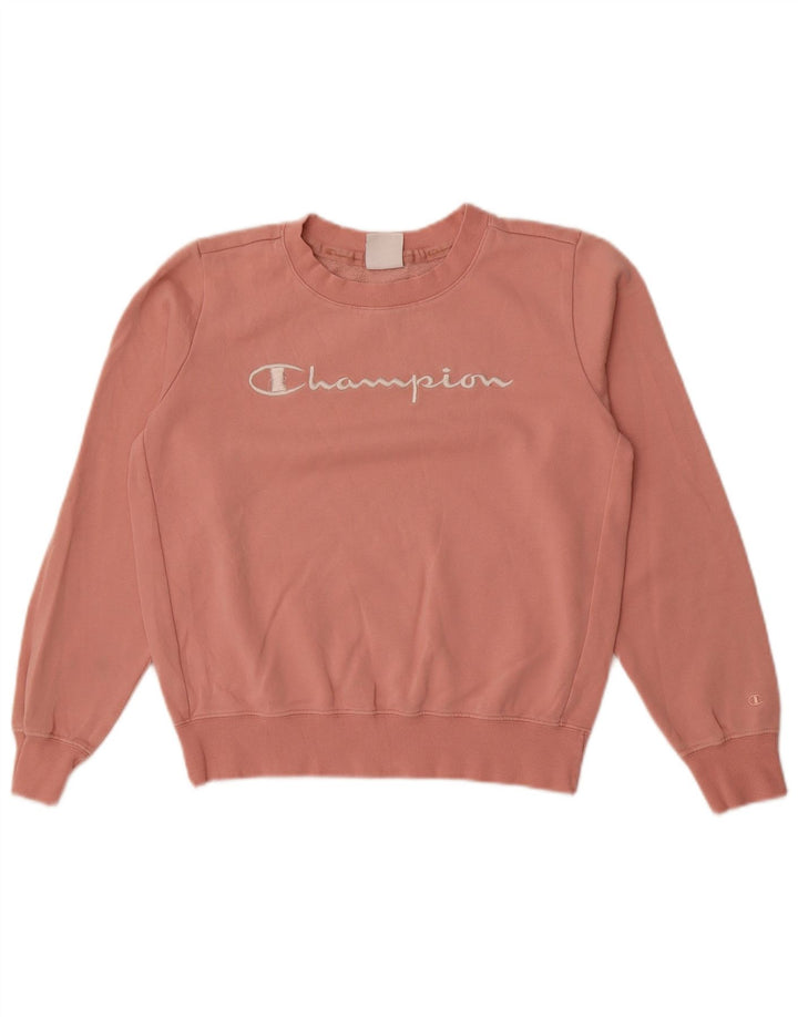Champion moletom feminino cropped grande com estampa grande Reino Unido 10 pequeno rosa