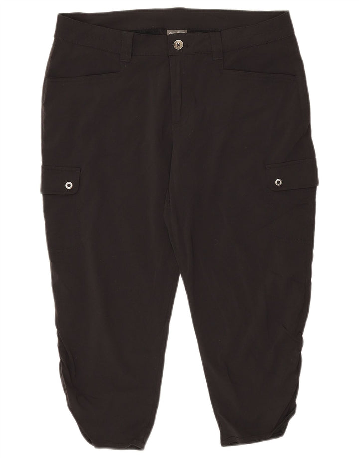 EDDIE BAUER Calça Cargo Capri US 12 Grande W34 L20 Nylon Preto