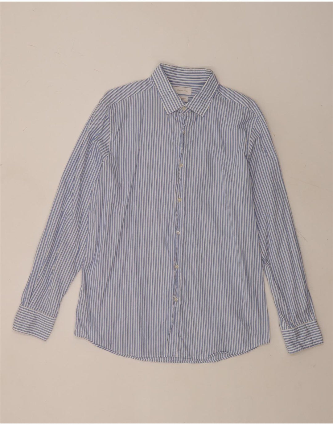 Camisa masculina Massimo Dutti XL algodão listrado azul