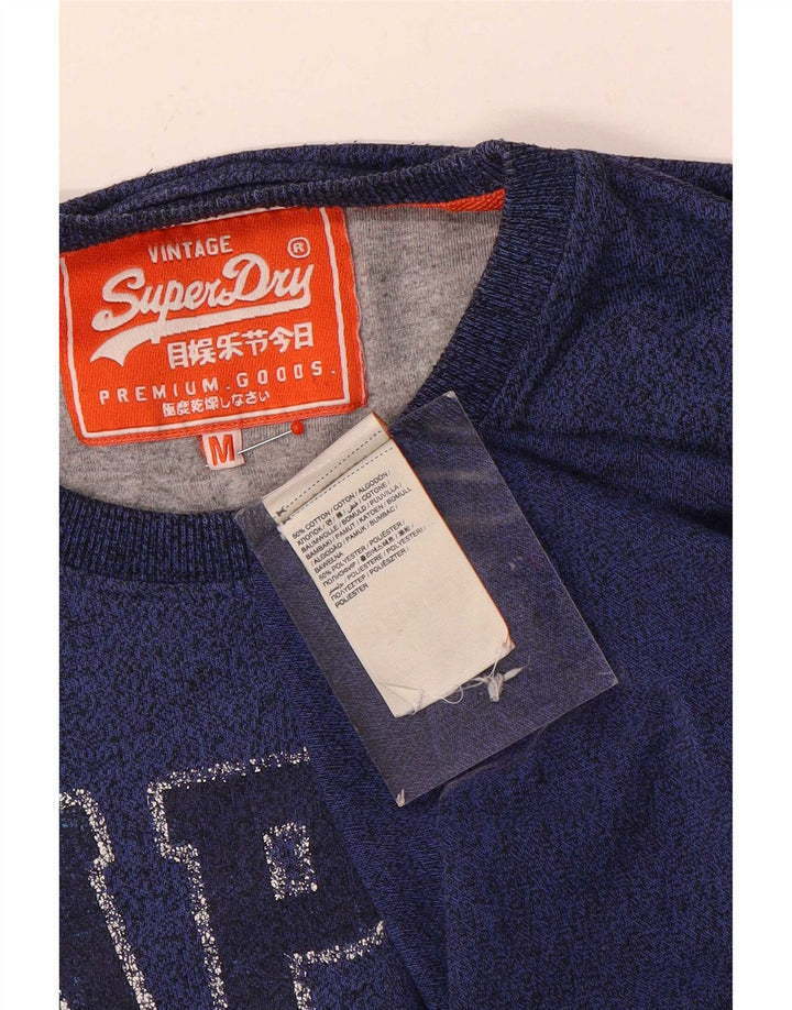 Camiseta masculina Superdry com estampa gráfica de algodão manchado azul médio