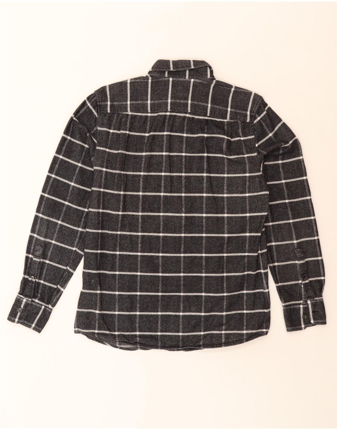 Camisa feminina de flanela REISS Reino Unido 14 algodão xadrez cinza médio