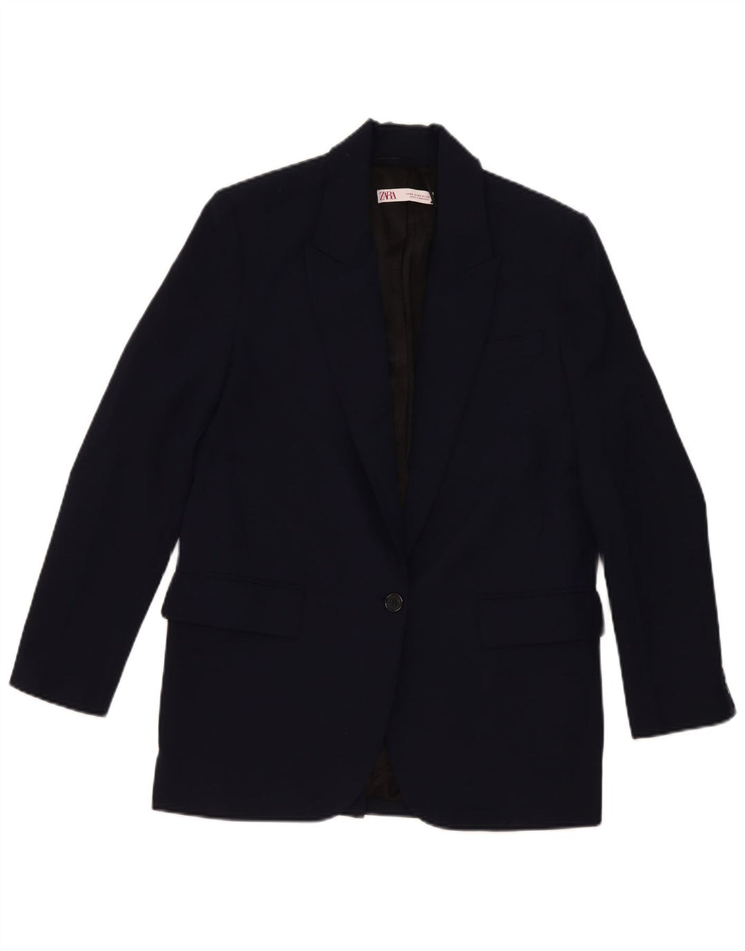 Zara Jaqueta Blazer Oversized Feminina com 2 Botões Reino Unido 6 XS Azul Marinho Viscose