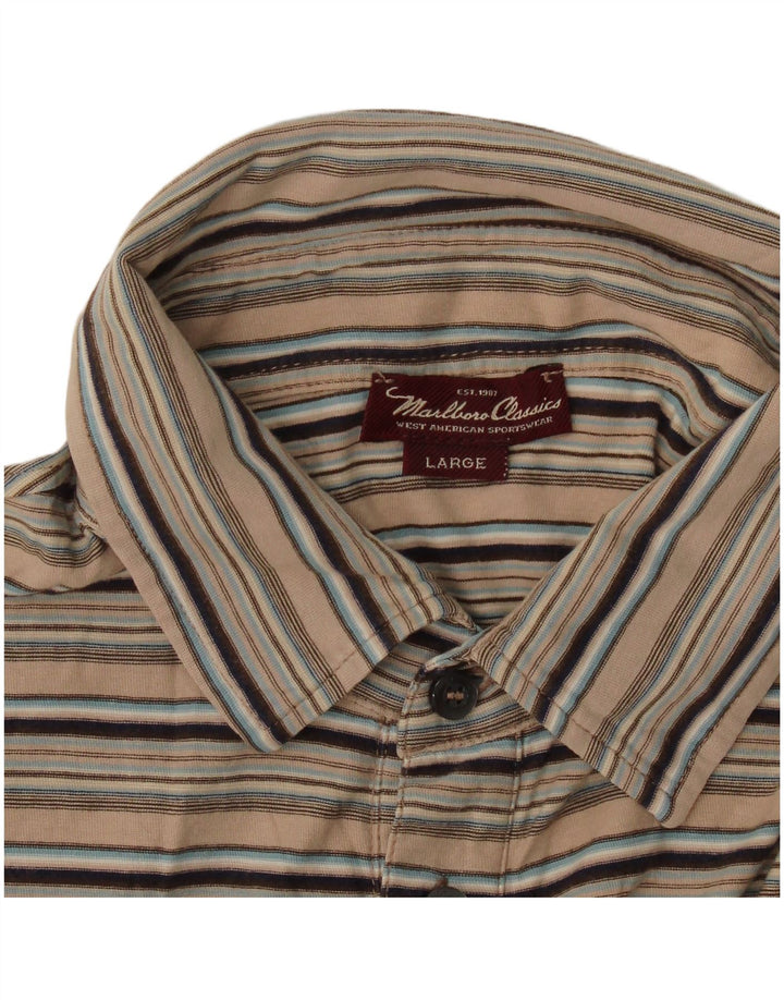 Camisa polo masculina Marlboro Classics grande listrada bege