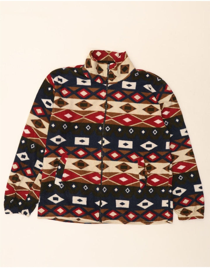 Jaqueta feminina de lã superdimensionada VINTAGE Reino Unido 16 grande geométrica multicolorida