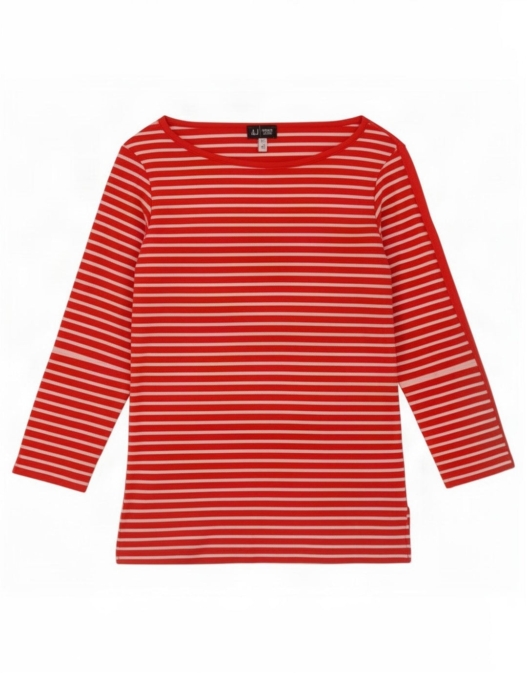 Top feminino Armani Jeans manga 3/4 Reino Unido 10 listrado vermelho pequeno