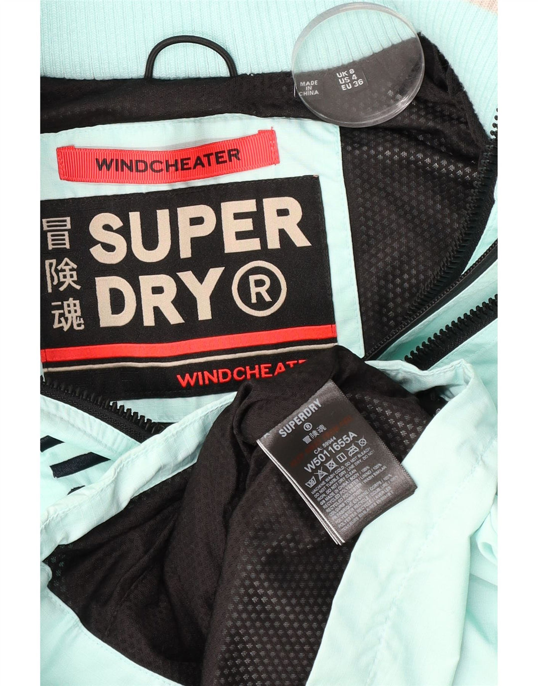 Jaqueta bomber feminina Superdry The Windcheater Graphic UK 8 pequena turquesa