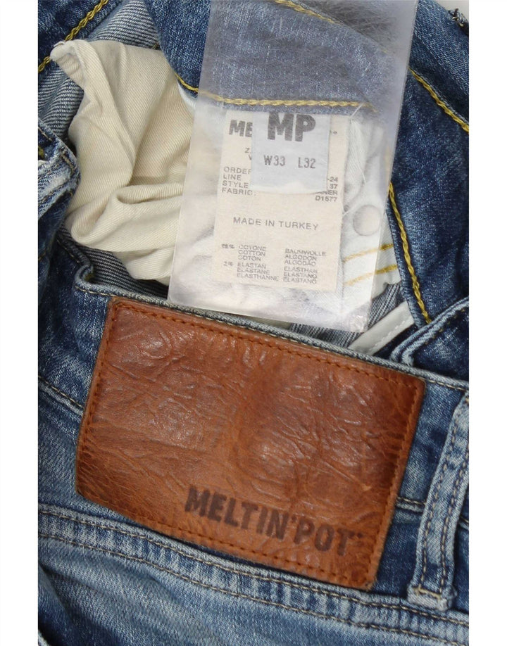 Meltin' Pot Mens Slim Jeans W33 L32 Azul Algodão