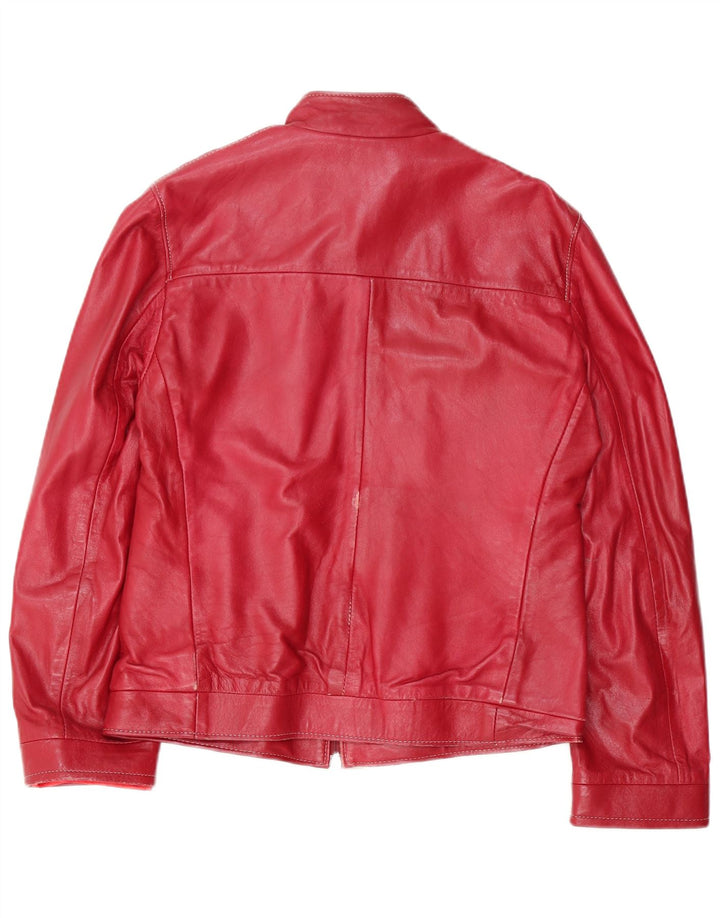 Jaqueta bomber de couro feminina vintage IT 46 grande vermelha