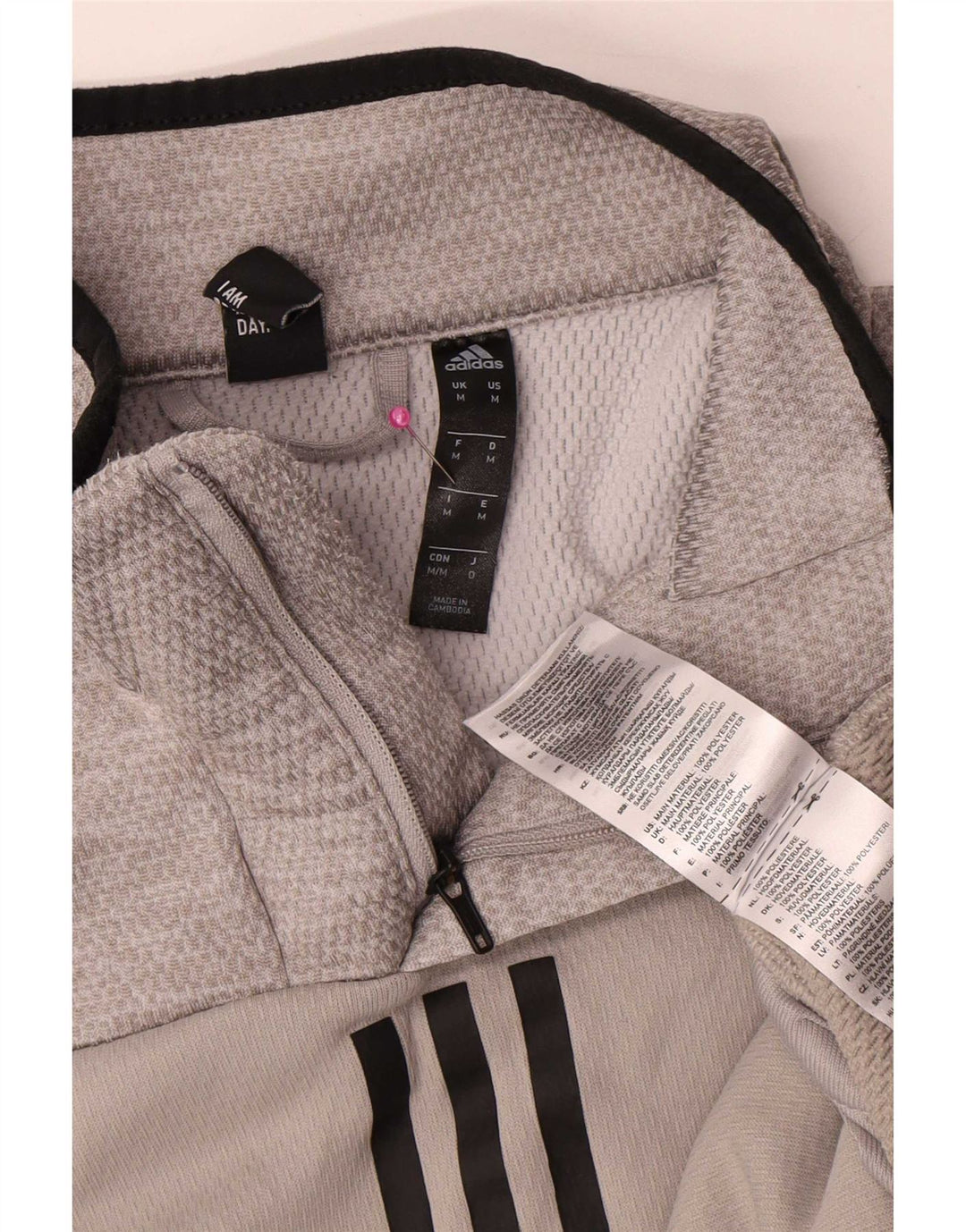 Adidas Mens Climawarm Zip Neck Pullover Treino Top Cinza Médio Poliéster