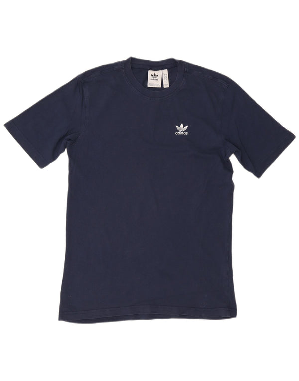 Adidas Mens Camiseta Top Pequeno Algodão Azul Marinho
