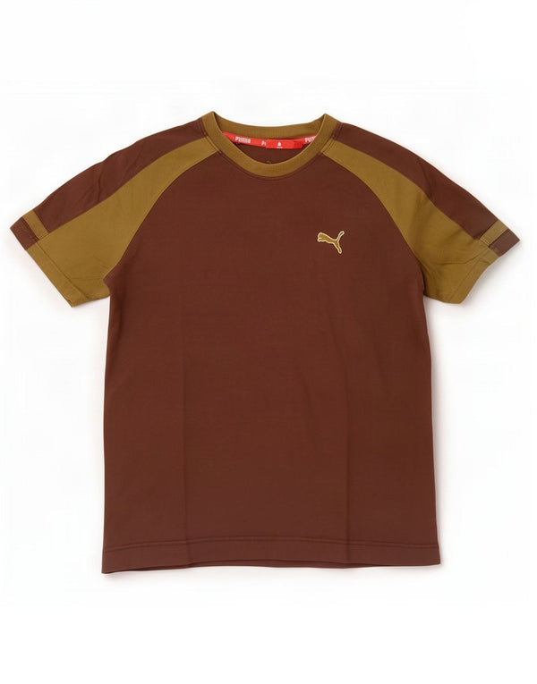 Camiseta masculina Puma Top médio marrom colorblock