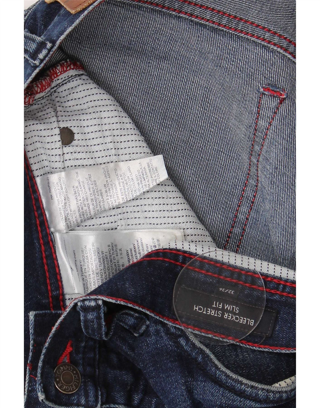 Tommy Hilfiger feminino Bleecker Slim Jeans W13 L28 Azul Algodão