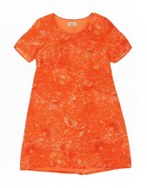 ELENA MIRO Vestido feminino com padrão abstrato linha A Reino Unido 24 4XL viscose laranja